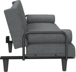 vidaXL vidaXL Rozkładana kanapa z podłokietnikami, ciemnoszara, obita tkaniną 5