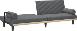 vidaXL vidaXL Rozkładana kanapa z podłokietnikami, ciemnoszara, obita tkaniną 7