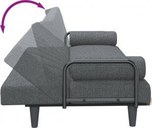 vidaXL vidaXL Rozkładana kanapa z podłokietnikami, ciemnoszara, obita tkaniną 9