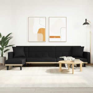 vidaXL vidaXL Sofa rozkładana L, czarna, 275x140x70 cm, tkanina 1