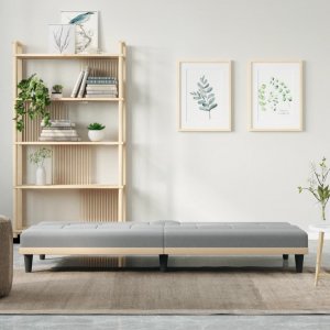 vidaXL vidaXL Rozkładana kanapa z uchwytami na napoje, jasnoszara, tkanina 3