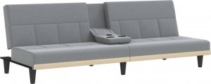 vidaXL vidaXL Rozkładana kanapa z uchwytami na napoje, jasnoszara, tkanina 5