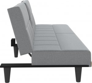 vidaXL vidaXL Rozkładana kanapa z uchwytami na napoje, jasnoszara, tkanina 6