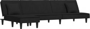 vidaXL vidaXL Sofa rozkładana w kształcie L, czarna, 255x140x70 cm, aksamit 2