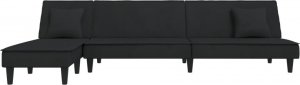 vidaXL vidaXL Sofa rozkładana w kształcie L, czarna, 255x140x70 cm, aksamit 3