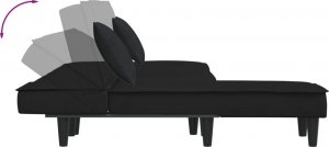 vidaXL vidaXL Sofa rozkładana w kształcie L, czarna, 255x140x70 cm, aksamit 6