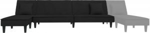 vidaXL vidaXL Sofa rozkładana w kształcie L, czarna, 255x140x70 cm, aksamit 7