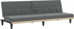 vidaXL vidaXL Rozkładana kanapa z uchwytami na napoje, ciemnoszara, tkanina 2