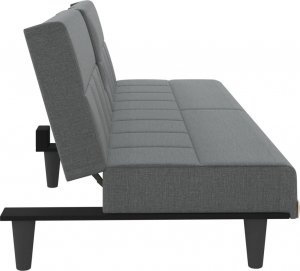 vidaXL vidaXL Rozkładana kanapa z uchwytami na napoje, ciemnoszara, tkanina 3