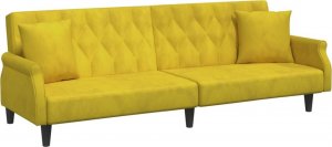 vidaXL vidaXL Rozkładana kanapa z podłokietnikami, żółta, aksamitna 2