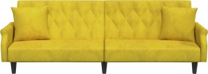 vidaXL vidaXL Rozkładana kanapa z podłokietnikami, żółta, aksamitna 4