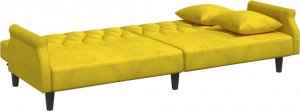vidaXL vidaXL Rozkładana kanapa z podłokietnikami, żółta, aksamitna 6