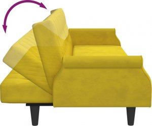 vidaXL vidaXL Rozkładana kanapa z podłokietnikami, żółta, aksamitna 7