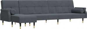 vidaXL vidaXL Sofa rozkładana L, ciemnoszara, 271x140x70 cm, aksamit 2