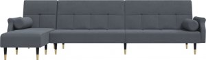 vidaXL vidaXL Sofa rozkładana L, ciemnoszara, 271x140x70 cm, aksamit 3