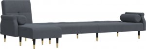 vidaXL vidaXL Sofa rozkładana L, ciemnoszara, 271x140x70 cm, aksamit 4