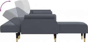 vidaXL vidaXL Sofa rozkładana L, ciemnoszara, 271x140x70 cm, aksamit 6