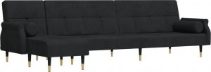 vidaXL vidaXL Sofa rozkładana L, czarna, 271x140x70 cm, aksamit 2