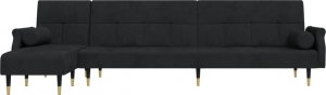 vidaXL vidaXL Sofa rozkładana L, czarna, 271x140x70 cm, aksamit 3