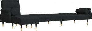 vidaXL vidaXL Sofa rozkładana L, czarna, 271x140x70 cm, aksamit 4