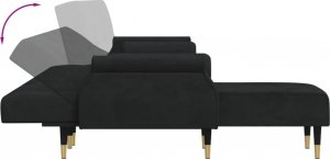 vidaXL vidaXL Sofa rozkładana L, czarna, 271x140x70 cm, aksamit 6