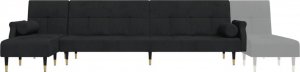vidaXL vidaXL Sofa rozkładana L, czarna, 271x140x70 cm, aksamit 7