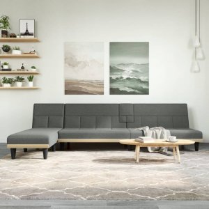 vidaXL vidaXL Sofa rozkładana L, ciemnoszara, 255x140x70 cm, tkanina 1