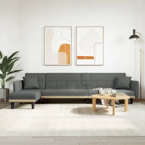 vidaXL vidaXL Sofa rozkładana L, ciemnoszara, 275x140x70 cm, tkanina 1