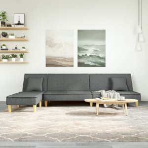 vidaXL vidaXL Sofa rozkładana L, ciemnoszara, 255x140x70 cm, tkanina 1