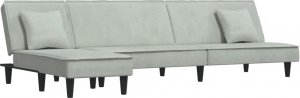 vidaXL vidaXL Sofa rozkładana L, jasnoszara, 255x140x70 cm, aksamit 2