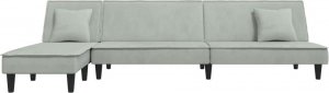 vidaXL vidaXL Sofa rozkładana L, jasnoszara, 255x140x70 cm, aksamit 3