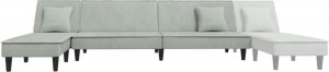 vidaXL vidaXL Sofa rozkładana L, jasnoszara, 255x140x70 cm, aksamit 7