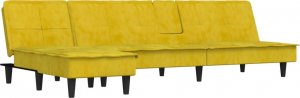 vidaXL vidaXL Sofa rozkładana L, żółta, 255x140x70 cm, aksamit 2