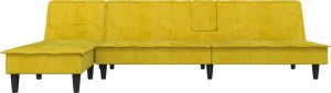 vidaXL vidaXL Sofa rozkładana L, żółta, 255x140x70 cm, aksamit 3