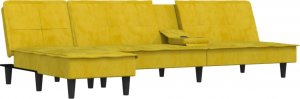 vidaXL vidaXL Sofa rozkładana L, żółta, 255x140x70 cm, aksamit 4