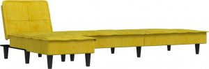 vidaXL vidaXL Sofa rozkładana L, żółta, 255x140x70 cm, aksamit 5