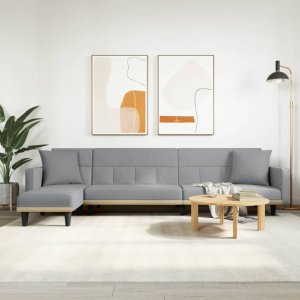 vidaXL vidaXL Sofa rozkładana L, jasnoszara, 275x140x70 cm, tkanina 1