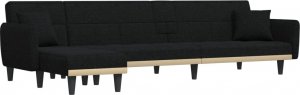 vidaXL vidaXL Sofa rozkładana L, czarna, 275x140x70 cm, tkanina 2