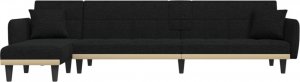 vidaXL vidaXL Sofa rozkładana L, czarna, 275x140x70 cm, tkanina 3