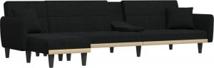 vidaXL vidaXL Sofa rozkładana L, czarna, 275x140x70 cm, tkanina 4