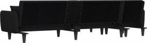 vidaXL vidaXL Sofa rozkładana L, czarna, 275x140x70 cm, tkanina 6