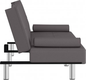 vidaXL vidaXL Kanapa z uchwytami na napoje, szara, obita sztuczną skórą 6
