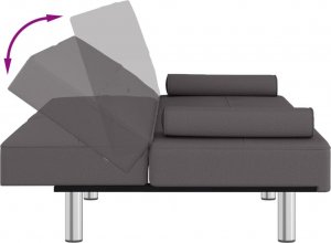 vidaXL vidaXL Kanapa z uchwytami na napoje, szara, obita sztuczną skórą 9