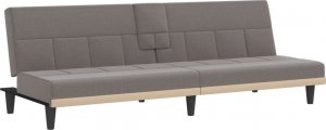 vidaXL vidaXL Rozkładana kanapa z uchwytami na napoje, taupe, tkanina 2