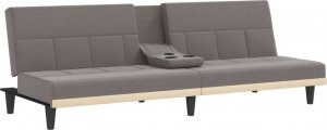 vidaXL vidaXL Rozkładana kanapa z uchwytami na napoje, taupe, tkanina 5