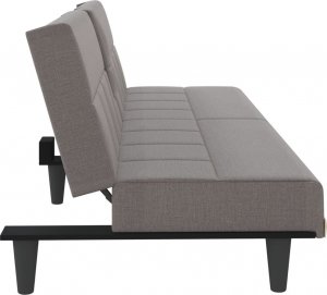 vidaXL vidaXL Rozkładana kanapa z uchwytami na napoje, taupe, tkanina 6