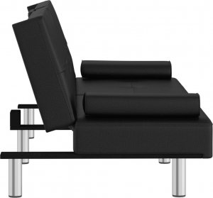 vidaXL vidaXL Kanapa z uchwytami na napoje, czarna, obita sztuczną skórą 6