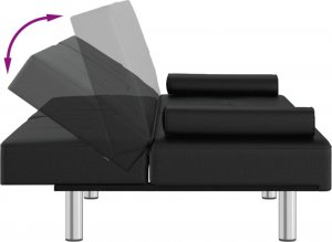 vidaXL vidaXL Kanapa z uchwytami na napoje, czarna, obita sztuczną skórą 9