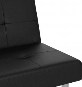 vidaXL vidaXL Kanapa z uchwytami na napoje, czarna, obita sztuczną skórą 10