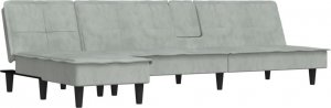 vidaXL vidaXL Sofa rozkładana L, jasnoszara, 255x140x70 cm, aksamit 2